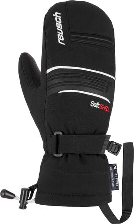 Дитячі гірськолижні рукавички-рукавиці Reusch Softshell, водонепроникні та теплі, чорно-білі, розмір 4