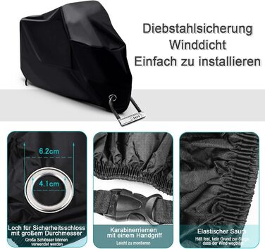 Водонепроникна захисна накидка для мотоцикла LIHAO - зимова, 245x105x125 см