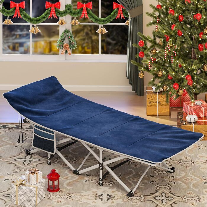 Складне туристичне ліжко YITAHOME для дорослих з матрацом, чорне (синій + подушка)