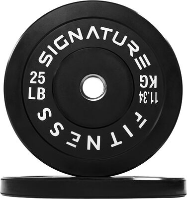 Олімпійські диски Signature Fitness 5,1 см з сталевою втулкою, чорні, 11,3 кг, пара або набір