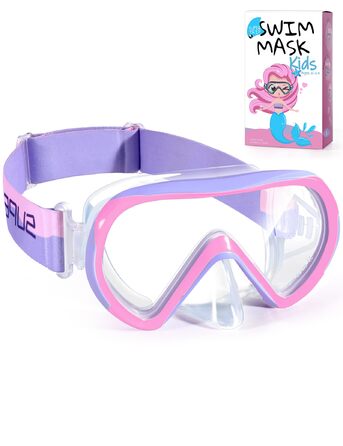 Дитяча маска для плавання та снорклінгу Supertrip, 6-14 років, скло, рожево-фіолетовий