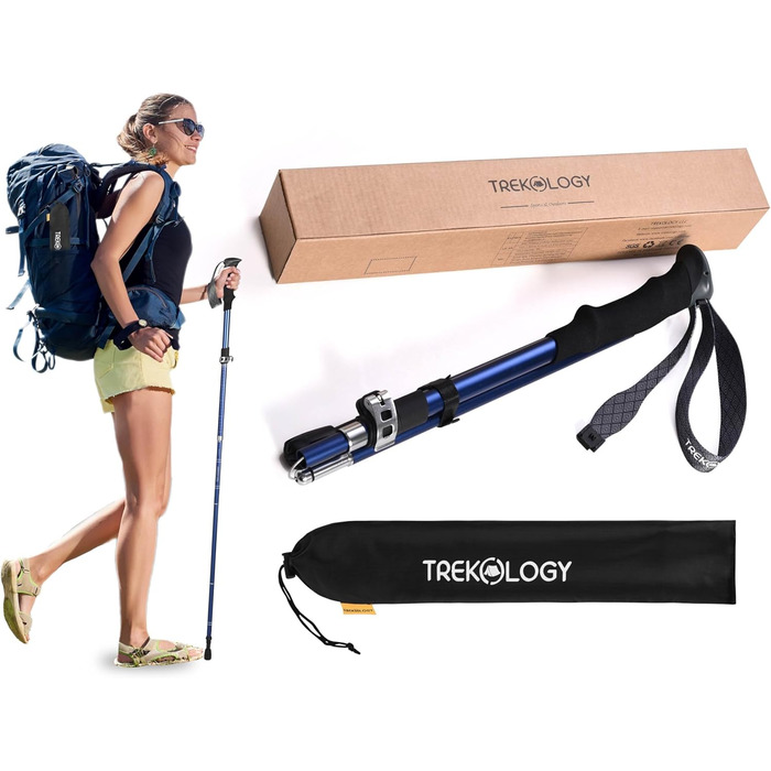 Складані трекінгові палки TREKOLOGY TREKZ SE для жінок, чоловіків і літніх людей — легкі телескопічні палиці для скандинавської ходьби з EVA-ручкою, для походів, кемпінгу, подарунок