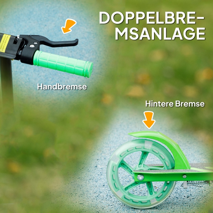 AIYAPLAY Scooter Дитячий складаний дитячий самокат з регульованою висотою керма, 2 колесами, що світяться, ручним гальмом і заднім гальмом Самокат для 3-8 років Kids Green | Аосом