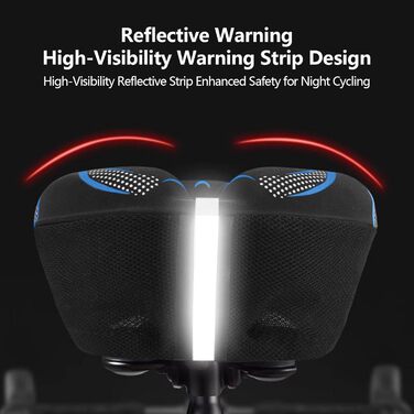 Подушка на сидіння велосипеда AUVSTAR з гелевою вставкою, дихаюча, преміум-якість, для гірського велосипеда, унісекс (Блакитний 02)