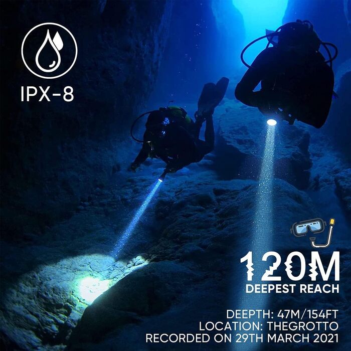 Ліхтар підводний WholeFire PM70 10000 люменів, 150м, IPX8, 4000mAh, для дайвінгу та підводного спорту