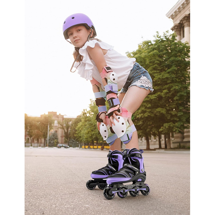 Дитячі ролики 2PM SPORTS з регульованим розміром для дівчаток та хлопчиків, зелені (фіолетові), розмір EU 37.5-41