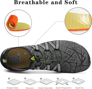 Чоботи для плавання та відпочинку Saguaro: чоловічі, жіночі, дитячі, розмір 35-48 (сірий, смужки)