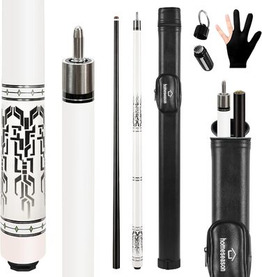 Більярдний кий HomeSeason: професійний, 147,3 см, з фібергласу, 12,7 мм, 4-шарова вершинка, низька відбиваність, 3 x 8/8 з'єднання, ультрагладкий, з сумкою