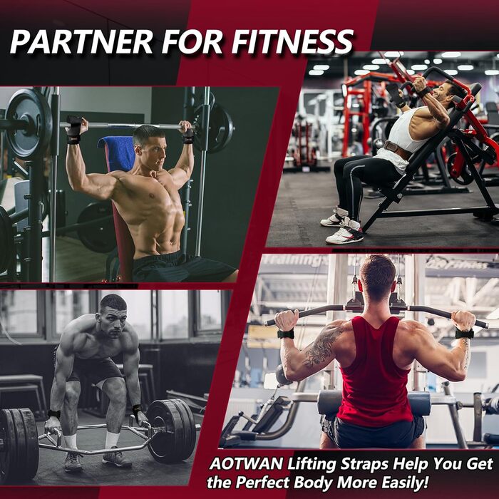 Підтримуючі ремені для тяги AOTWAN з двошарової шкіри, для бодібілдингу та фітнесу, захист зап'ястя, тренувальні ремені для жінок та чоловіків, чорний