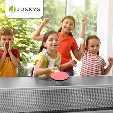 Juskys Міні-стіл для пінг-понгу Flexi з аксесуарами - компактний, складний стіл для гри вдома та в дорозі - набір для настільного тенісу, чорний
