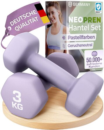 Набір гантелей HQ Germany® 2x3 кг, лавандово-сірий, для фітнесу та Pilates, домашній спортзал