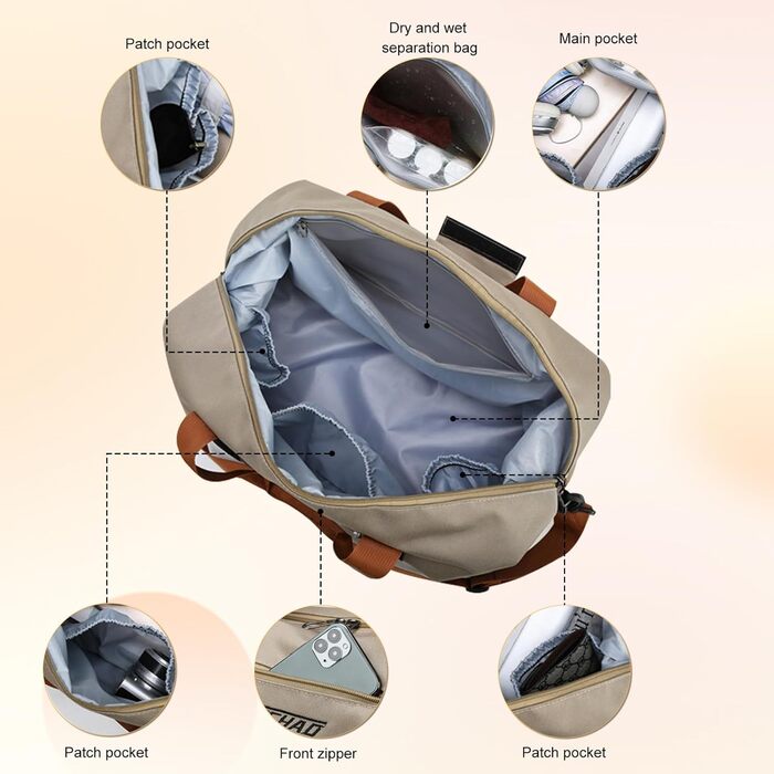 Спортивна сумка Lafo: дорожня, для тренажерного залу, з відділенням для взуття та мокрих речей, сіра