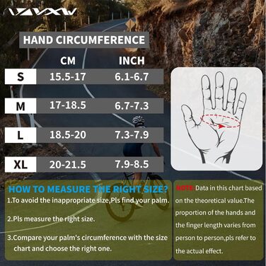 Рукавички велосипедні VXW унісекс (чоловічі/жіночі) для MTB, шосе, фітнесу, розмір L, чорні - з світловідбиваючими смугами та амортизуючою подушечкою