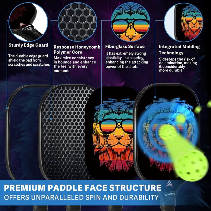 Набір для піклболу: 2 ракетки з серцевиною з волокна, 4 м'ячі та сумка. Підходить для дорослих та дітей, початківців