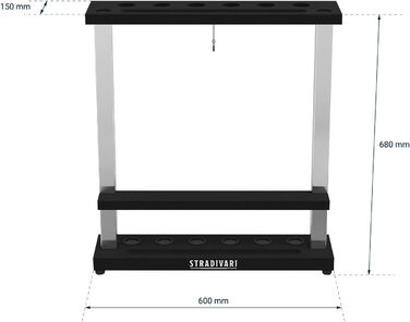 Підставка для хвістків Stradivari Francesca | На 6 хвістків | Для різних довжин | З відсіком для кульок та щіток | Чорна, стійка, не потребує кріплення до стіни