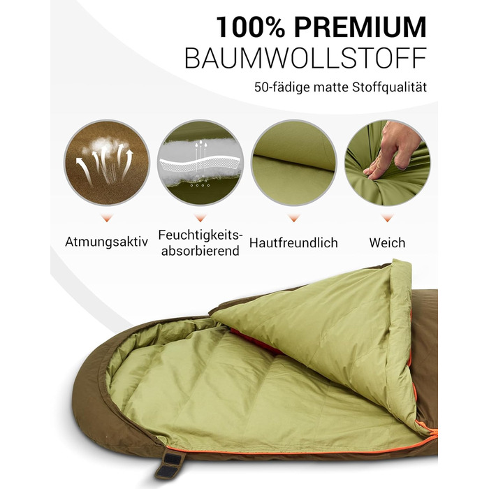 Сплячий мішок KingCamp для дорослих, 3 в 1, XXL, бавовна, фланель, теплий, знімний ковдру, Coldmaster (1200г)