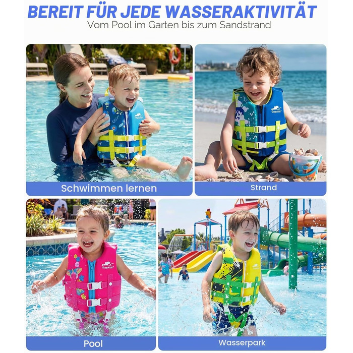Дитячий рятувальний жилет Gogokids Float Jacket для плавання (2-9 років, 15-35 кг, S, блакитний)