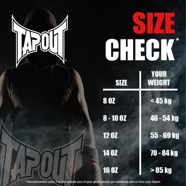 Боксерські рукавички Tapout зі шкіри, 10 унцій, чорні/червоні
