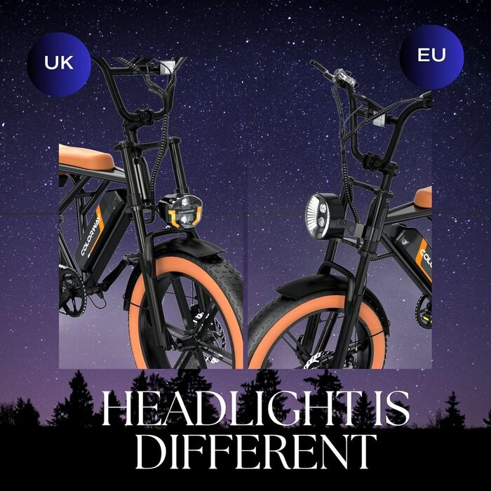 Електровелосипед COLORWAY 20 дюймів, 250W, 48V 15Ah, офроуд, для дорослих, пробіг 45-100 км, чорний/оранжевий