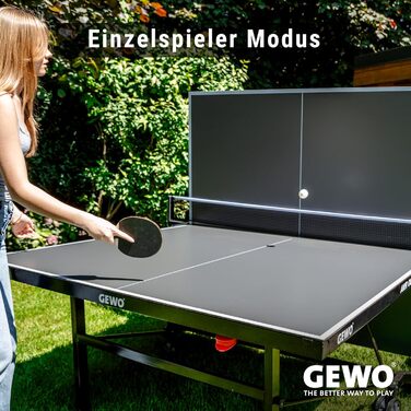 Турнірний стіл для настільного тенісу GEWO PROFI OUTDOOR – Outdoor, вологостійкий, складаний, розмір ITTF, з сіткою, ракетками та м'ячами – Made in Germany