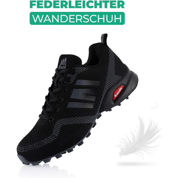 Черевики для трекінгу та трейлраннінгу для жінок та чоловіків, чорно-темно-сірі, 43 EU