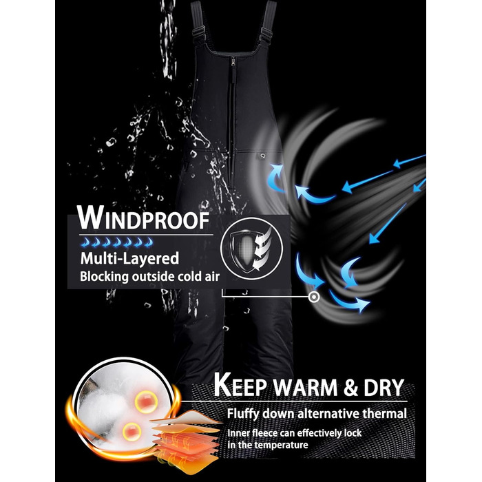 Жіночі гірськолижні штани GEMYSE, чорні, XL - водонепроникні, вітронепроникні, з регульованими лямками