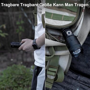 Тактичні ліхтарі Zeusfire 2 шт. 1000000 люмен, водонепроникні IPX6, 5 режимів, для кемпінгу, туризму, тактики, чорний