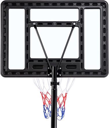 Баскетбольний кошик Yaheetech на колесах з регульованою висотою 219-279 см, чорний, нейлон. Стійка для баскетболу з навантаженням водою/піском.