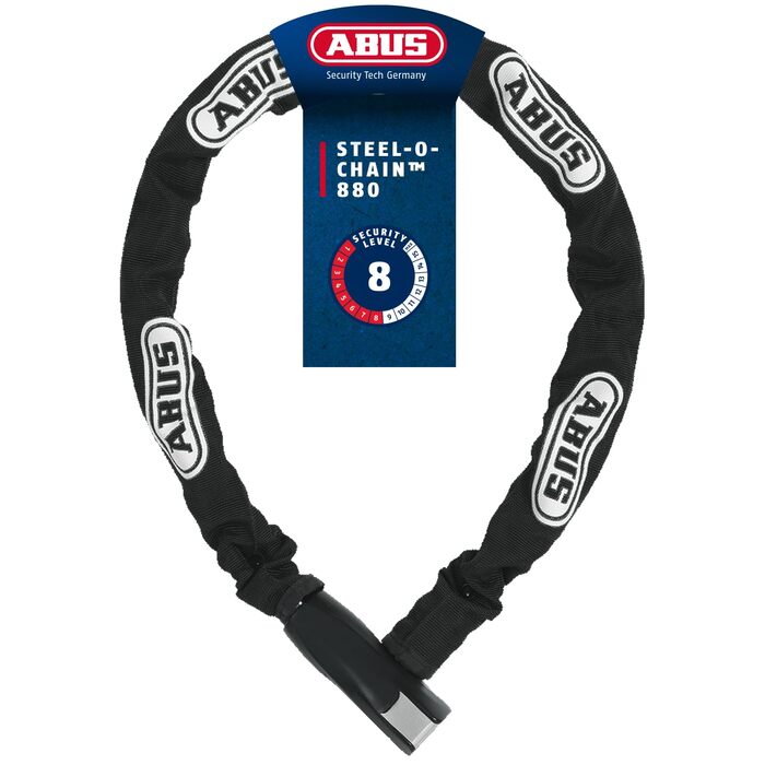 Ланцюговий замок для велосипеда ABUS Steel-O-Chain 880, загартована сталь, рівень безпеки 8, чорний, 110 см