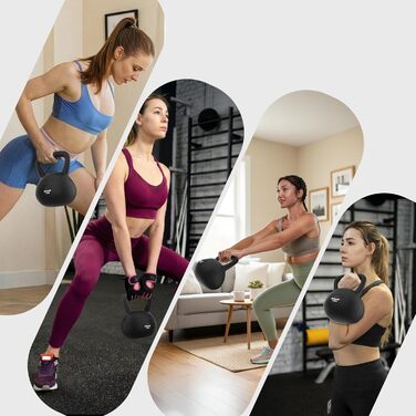 М'яка гантель NEOLYMP Soft Kettlebell 2-12 кг для дому: безшумна, з амортизацією, з зручною ручкою | Чорний колір