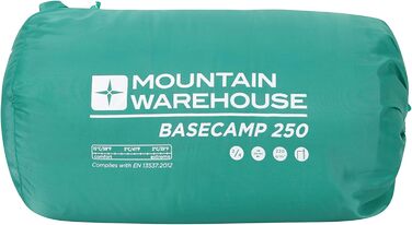 Спальний мішок Mountain Warehouse Basecamp 250 - для дорослих та дітей, блакитно-зелений