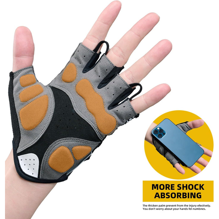 Велосипедні рукавички без пальців, з підкладкою, для гірського велосипеда, антиковзаючі, дихаючі, чорні, для чоловіків та жінок, розмір S