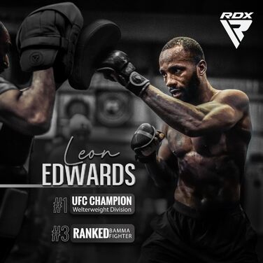 Боксерські лапи RDX для тренувань MMA, кікбоксингу, тайського боксу, карате, з міцної екошкіри Maya Hide, чорні, універсальні пади для ударів руками і ногами