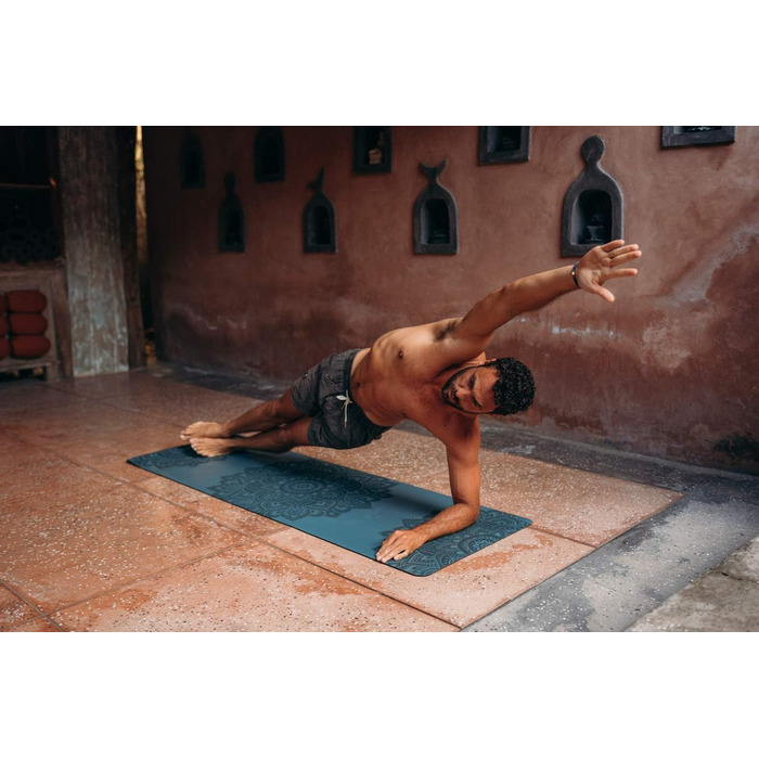Килимок для йоги Yoga Design Lab Infinity 5мм, екологічний, антиковзкий, з ременем для перенесення, мандала бірюзовий