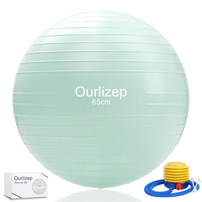 Гімнастичний м'яч для фітнесу, йоги та тренувань: 55-65 см, зелений. В комплекті насос.