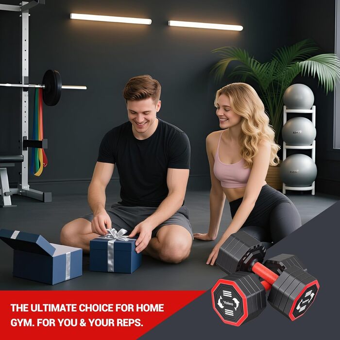 Набір гантелей Yoleo регульовані, 4 в 1 для дому, 4-10 кг, з м'яким гумовим покриттям, для тренувань всього тіла