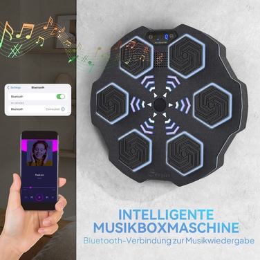 Музичний боксерський тренажер SPORTNOW, електронний боксерський автомат Bluetooth з музикою, 9 режимів швидкості 3, настінна розумна боксерська мішень зі світлодіодним підсвічуванням, для дорослих, домашні вправи, чорний | Аосом