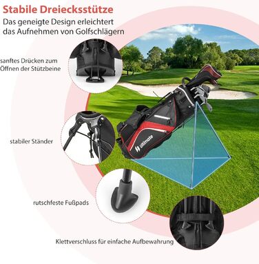 Сумка для гольфу GYMAX на штативі, 14 відділень, з водонепроникною накидкой, для чоловіків та жінок (червона)