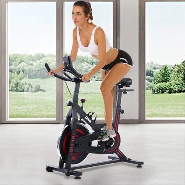 Велотренажер BAKAJI Spinning Bike з LCD-дисплеєм: час, калорії, відстань. Фітнес для дому, тренажерний зал, регульоване сидіння, кардіотренування.