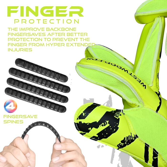 Воротарські рукавиці Westwood Fox Fingersave дитячі, підліткові, дорослі - Latex 4+3 мм, жовто-білі (розмір 4)