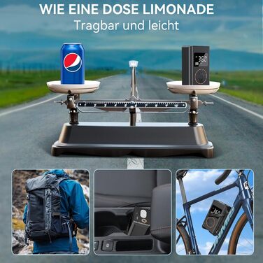 Електричний компресор WYRIAZA 10000mAh, 150PSI, портативний насос для авто, велосипеда, міні-насос для шин, акумуляторний