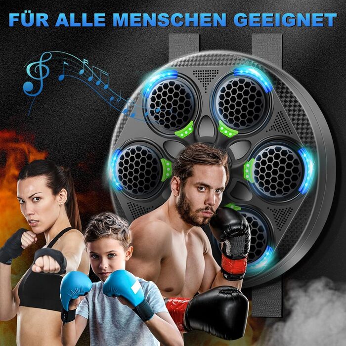 Музичний боксерський тренажер з Bluetooth, настінний, з рукавичками, 15 режимів швидкості та лічильник ударів для дорослих