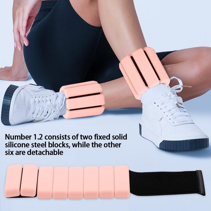 Набір обтяжувачів для зап'ястя та кісточок, регульовані (2 шт., 0.45 кг) - для йоги, пілатесу, ходьби, фітнесу (рожевий)