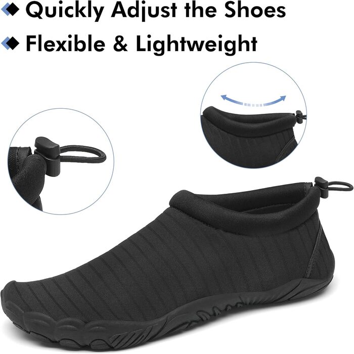 Чоловічі та жіночі аквашузи Mishansha для плавання та відпочинку на пляжі, чорні (42 EU)