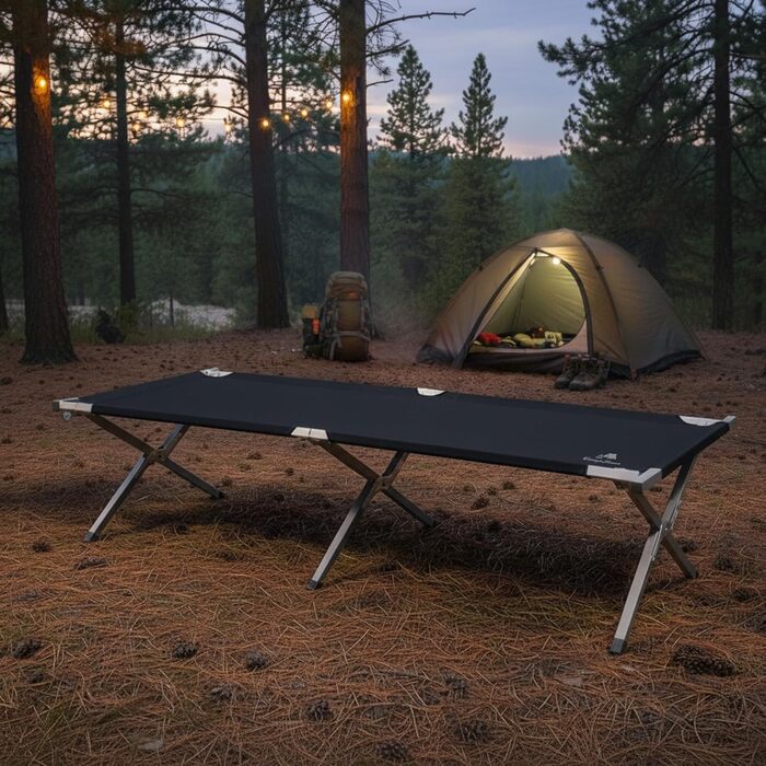 Ліжко похідне CampFeuer (до 180 кг) 190x74.5x45.5 см: шезлонг, лежак для кемпінгу, саду, пляжу, риболовлі з сумкою