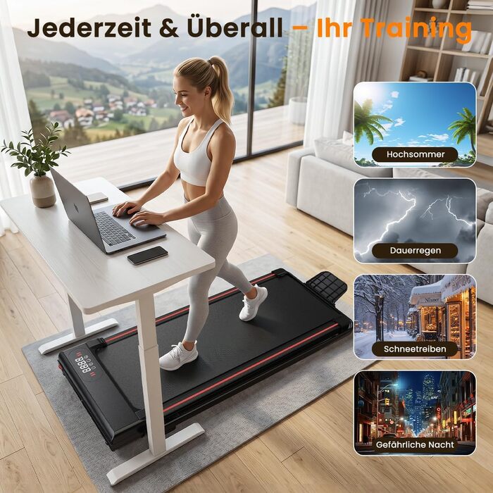 Складана бігова доріжка Dskeuzeew Walking Pad з регулюванням нахилу для дому, чорно-червона