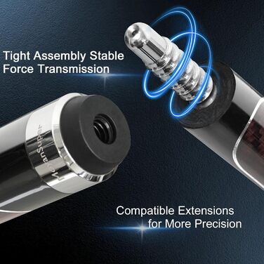 Професійний більярдний кий Billardqueue з карбону, низький кут відхилення, з кейсом та аксесуарами, 12.5 мм наконечник, 147.3 см, 567-595 г