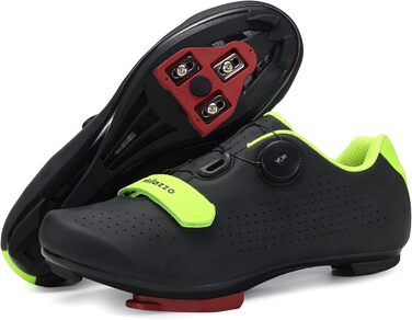 Чоловічі велотуфлі Milazzo для шосе, MTB та Indoor Cycling – дихаючі, сумісні з SPD, SPD-SL, Look Delta педалями (Чорний, Зелений, 44 EU)