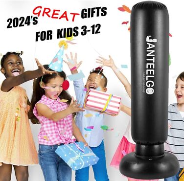 Надувний боксерський мішок для дітей JanTeelGO 150 см з боксерськими рукавичками. Підходить для карате, Taekwondo, MMA. Ідеальний подарунок для хлопчиків та дівчаток 3-12 років