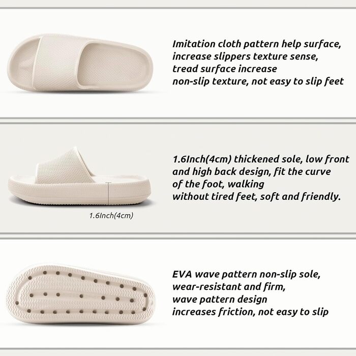 Шльопанці Badelatschen Cozislides: жіночі та чоловічі шльопанці для дому та пляжу, антиковзаючі, літні, Wolkenschuhe, 46/47 EU, бежеві